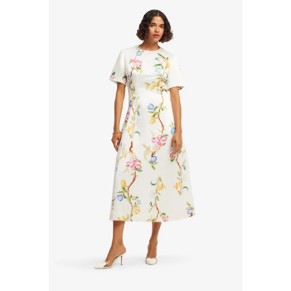 Leo Lin Caroline Short Sleeve Midi Dress - Leo Lin Dress - Australian Luxury Fashion - Shop at Coveti