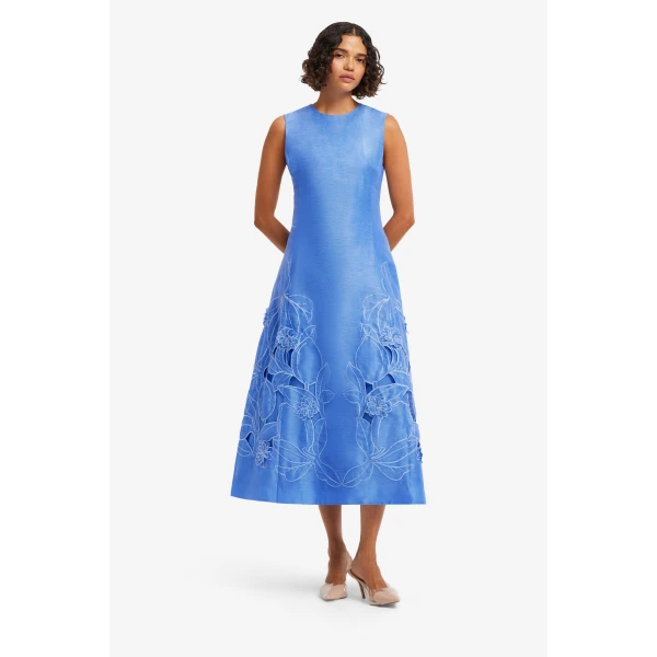 Leo Lin Cleo Appliqué Sleeveless Midi Dress - Leo Lin Dress - Australian Luxury Fashion - Shop at Coveti