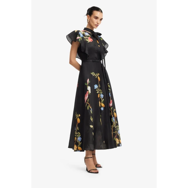 Leo Lin Elsie Flutter Sleeve Midi Dress - Leo Lin Dress - Australian Luxury Fashion - Shop at Coveti