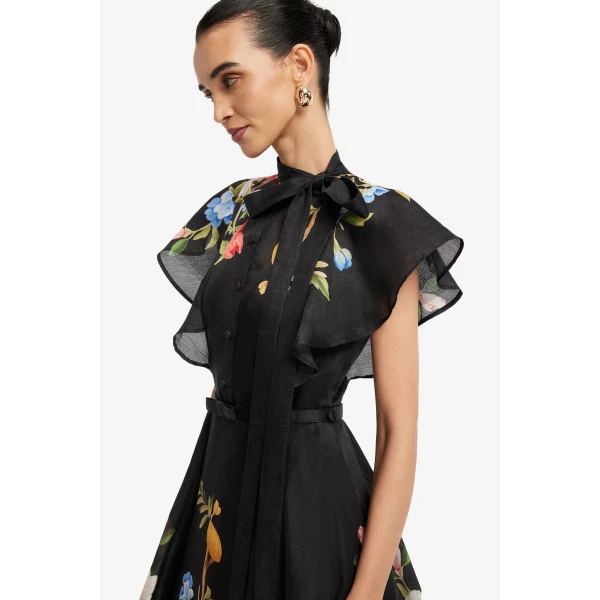 Leo Lin Elsie Flutter Sleeve Midi Dress - Leo Lin Dress - Australian Luxury Fashion - Shop at Coveti