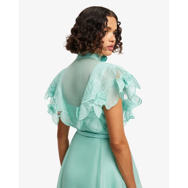 Leo Lin Elsie Appliqué Flutter Sleeve Maxi Dress, view 7