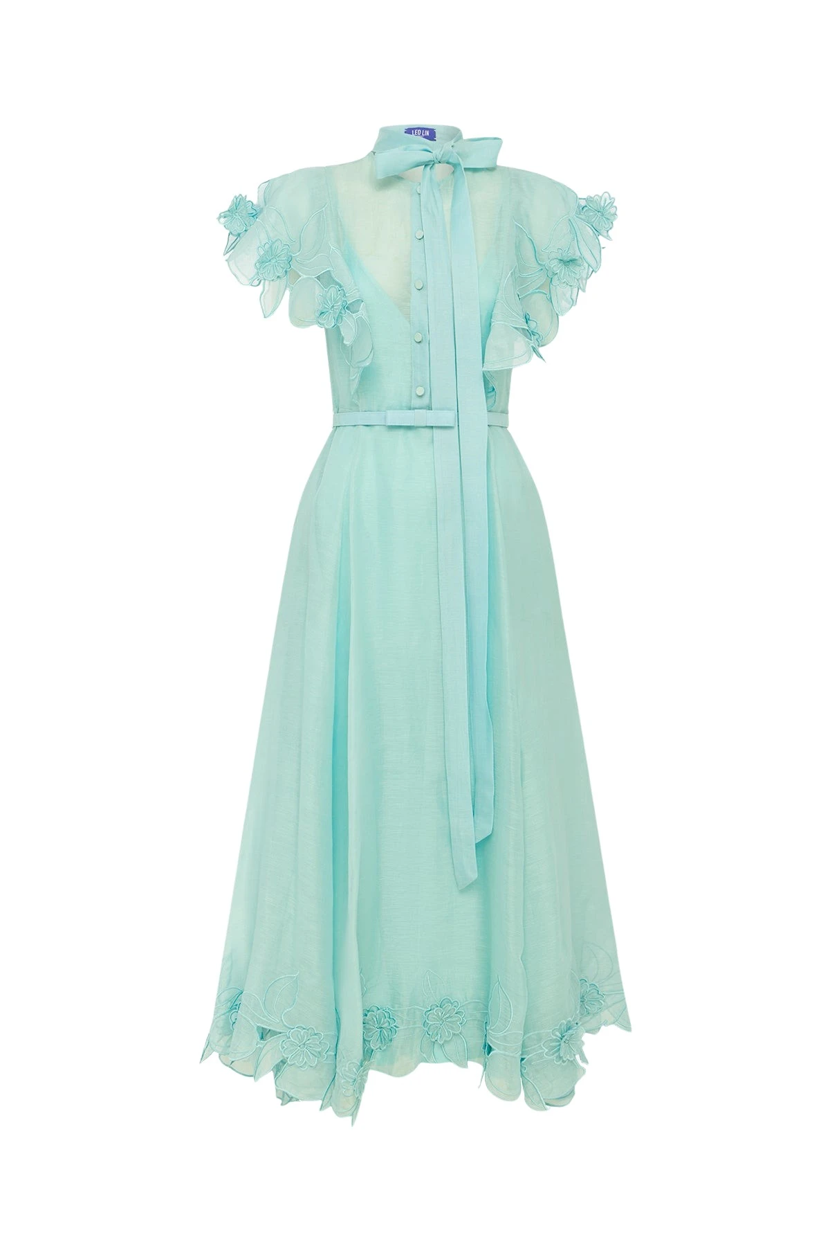Leo-Lin-Elsie-892104_nobg Leo Lin Elsie Appliqué Flutter Sleeve Maxi Dress