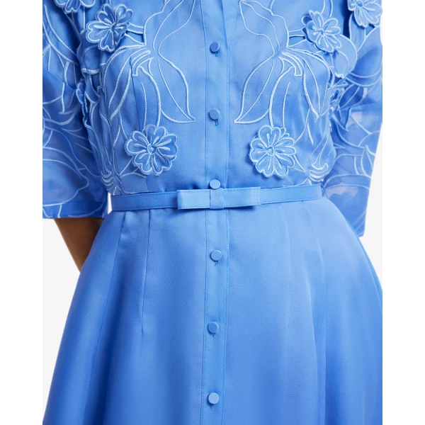 Leo Lin Junia Appliqué Puff Sleeve Silk Gown - Leo Lin Dress - Australian Luxury Fashion - Shop at Coveti