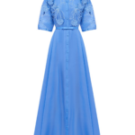 Leo Lin Junia Appliqué Puff Sleeve Silk Gown - Leo Lin Dress - Australian Luxury Fashion - Shop at Coveti