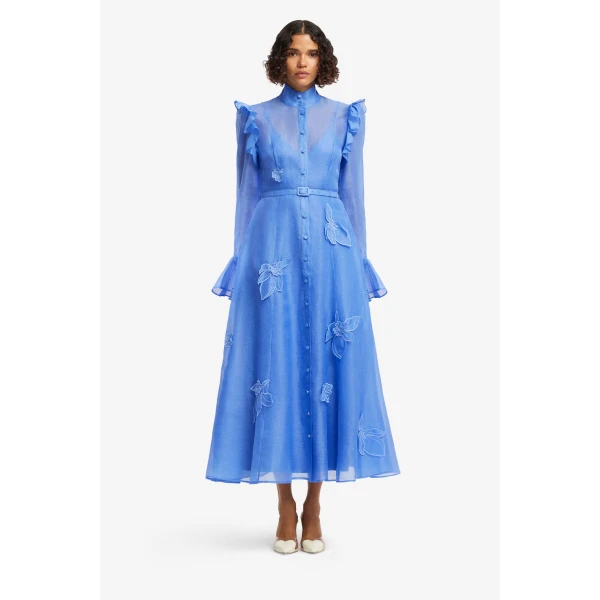 Leo Lin Katrina Appliqué Butterfly Sleeve Midi Dress - Leo Lin Dress - Australian Luxury Fashion - Shop at Coveti