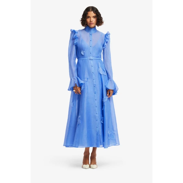 Leo Lin Katrina Appliqué Butterfly Sleeve Midi Dress - Leo Lin Dress - Australian Luxury Fashion - Shop at Coveti