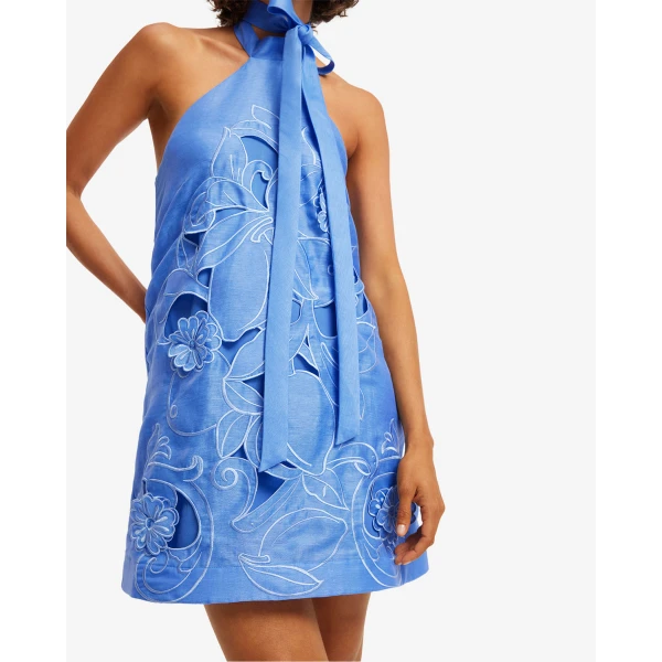 Leo Lin Lola Appliqué Halterneck Mini Dress - Leo Lin Dress - Australian Luxury Fashion - Shop at Coveti