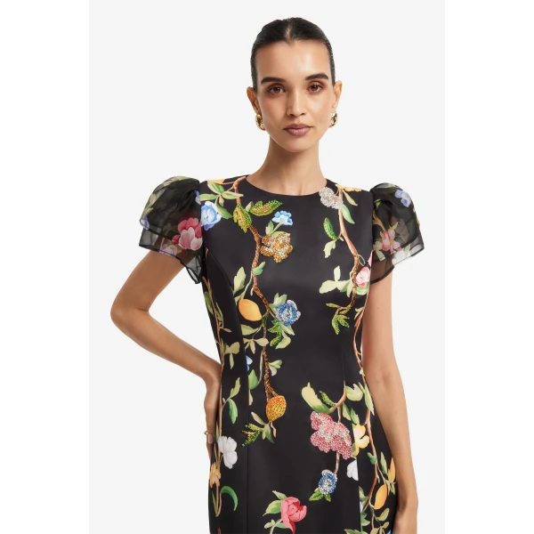 Leo Lin Sofia Embellished Puff Sleeve Maxi Dress - Leo Lin Dress - Australian Luxury Fashion - Shop at Coveti