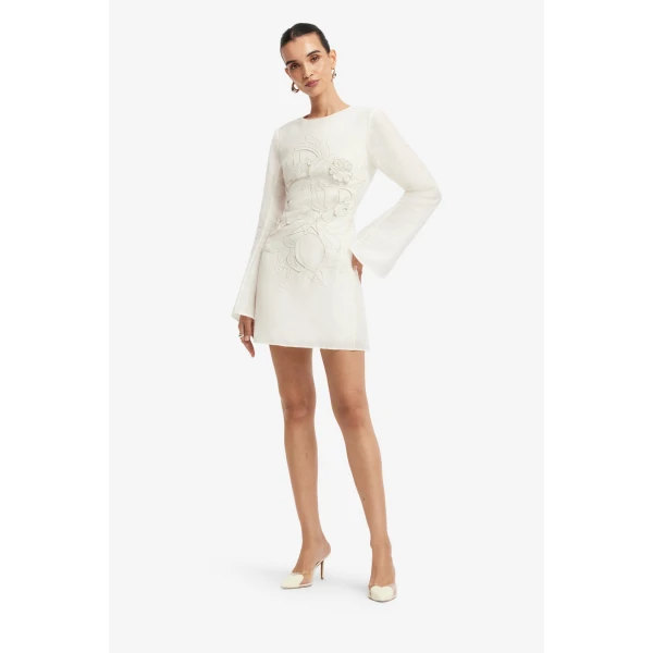 Leo Lin Suzanne Appliqué Bell Sleeve Mini Dress - Leo Lin Dress - Australian Luxury Fashion - Shop at Coveti