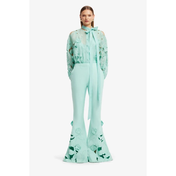 Leo Lin Vera Appliqué Flared Pants - Leo Lin Dress - Australian Luxury Fashion - Shop at Coveti