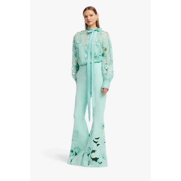 Leo Lin Vera Appliqué Flared Pants - Leo Lin Dress - Australian Luxury Fashion - Shop at Coveti