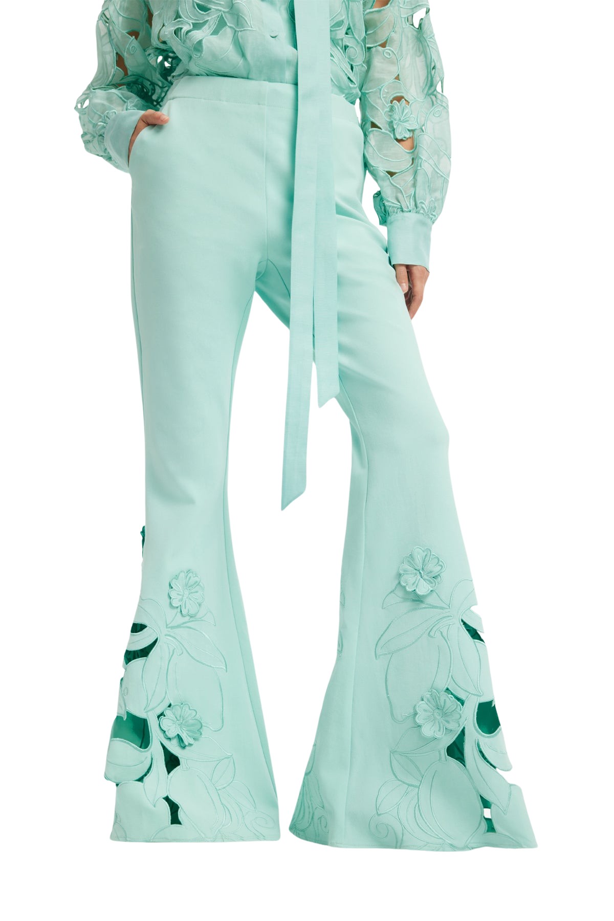 Leo Lin Vera Appliqué Flared Pants - Leo Lin Dress - Australian Luxury Fashion - Shop at Coveti
