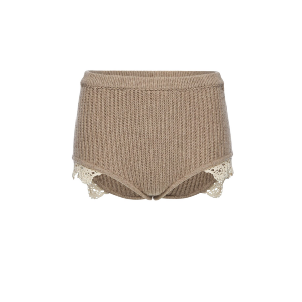 Magda Butrym Cashmere crochet-trim shorts in beige