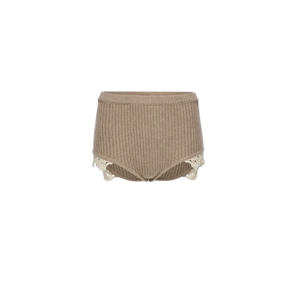 Magda Butrym Cashmere crochet-trim shorts in beige