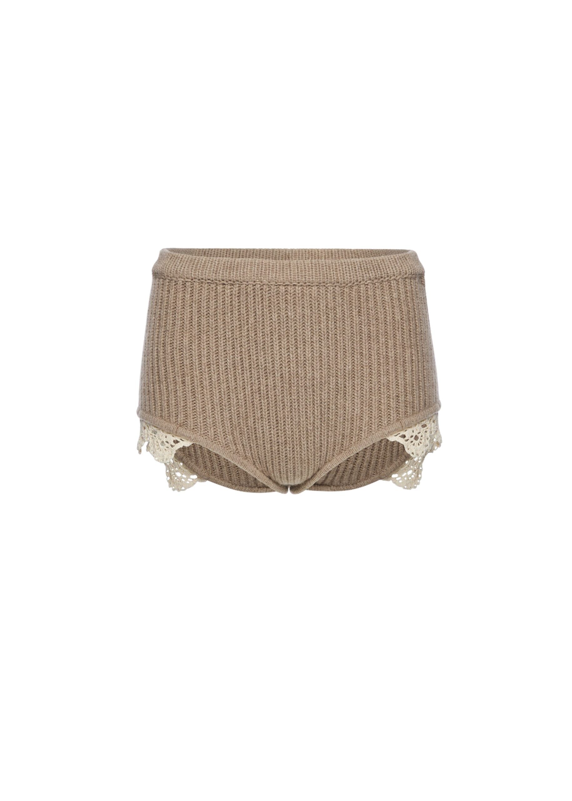 Magda Butrym Cashmere crochet-trim shorts in beige