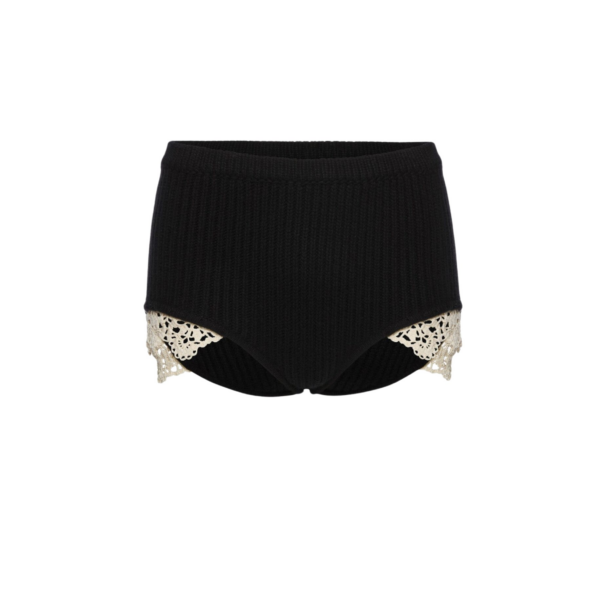 Magda Butrym Cashmere crochet-trim shorts in black