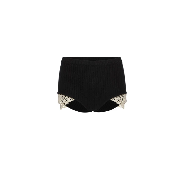 Magda Butrym Cashmere crochet-trim shorts in black