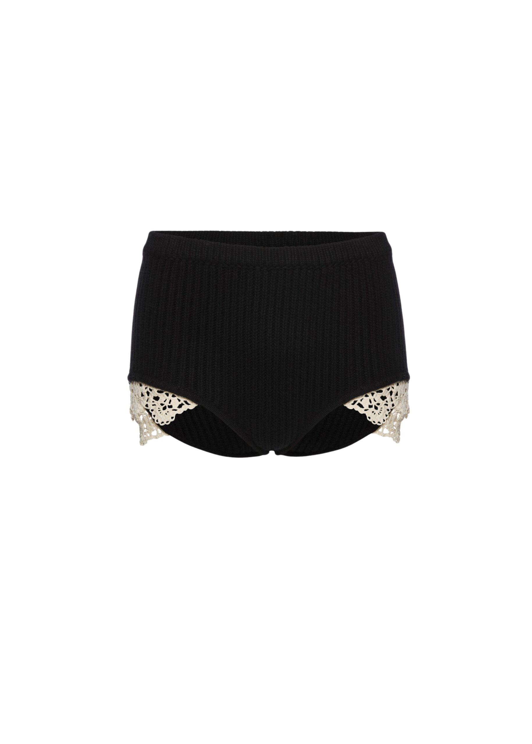 Magda Butrym Cashmere crochet-trim shorts in black