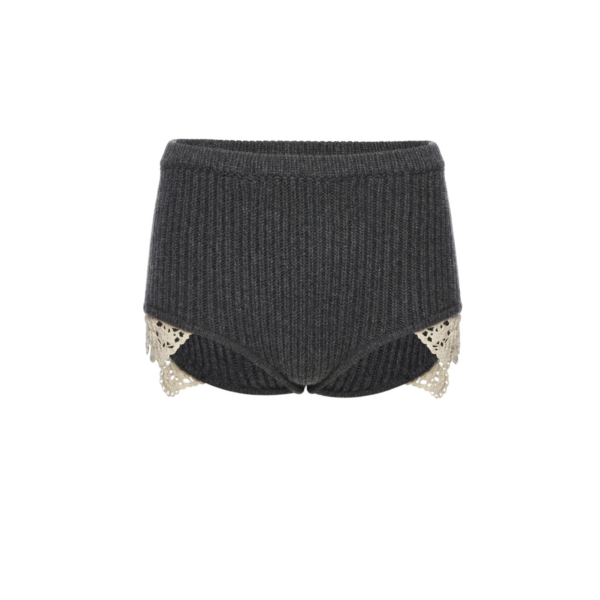 Magda Butrym Cashmere crochet-trim shorts in grey