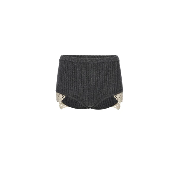Magda Butrym Cashmere crochet-trim shorts in grey