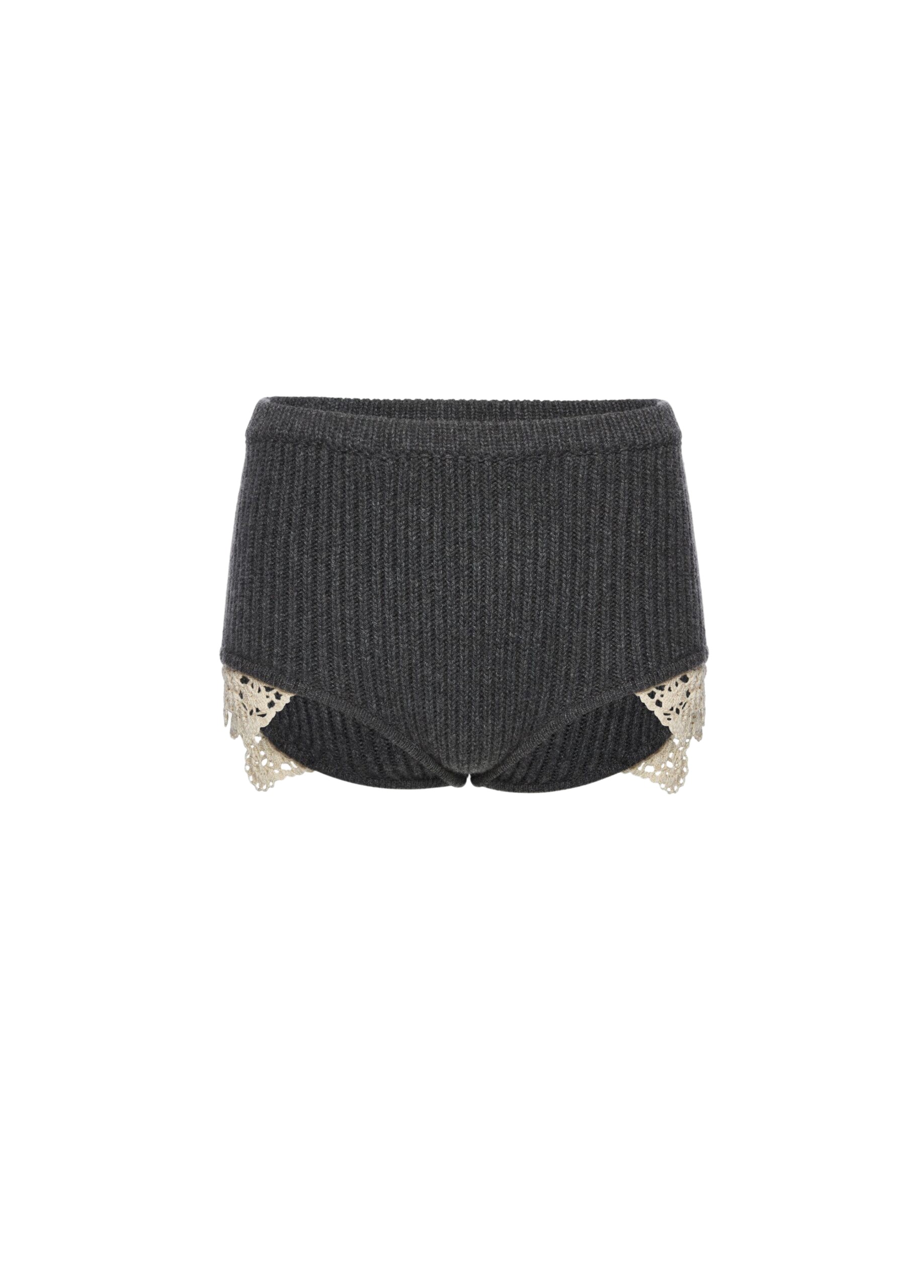Magda Butrym Cashmere crochet-trim shorts in grey