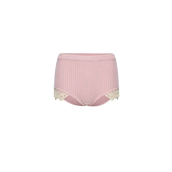 Magda Butrym Cashmere crochet-trim shorts in light pink