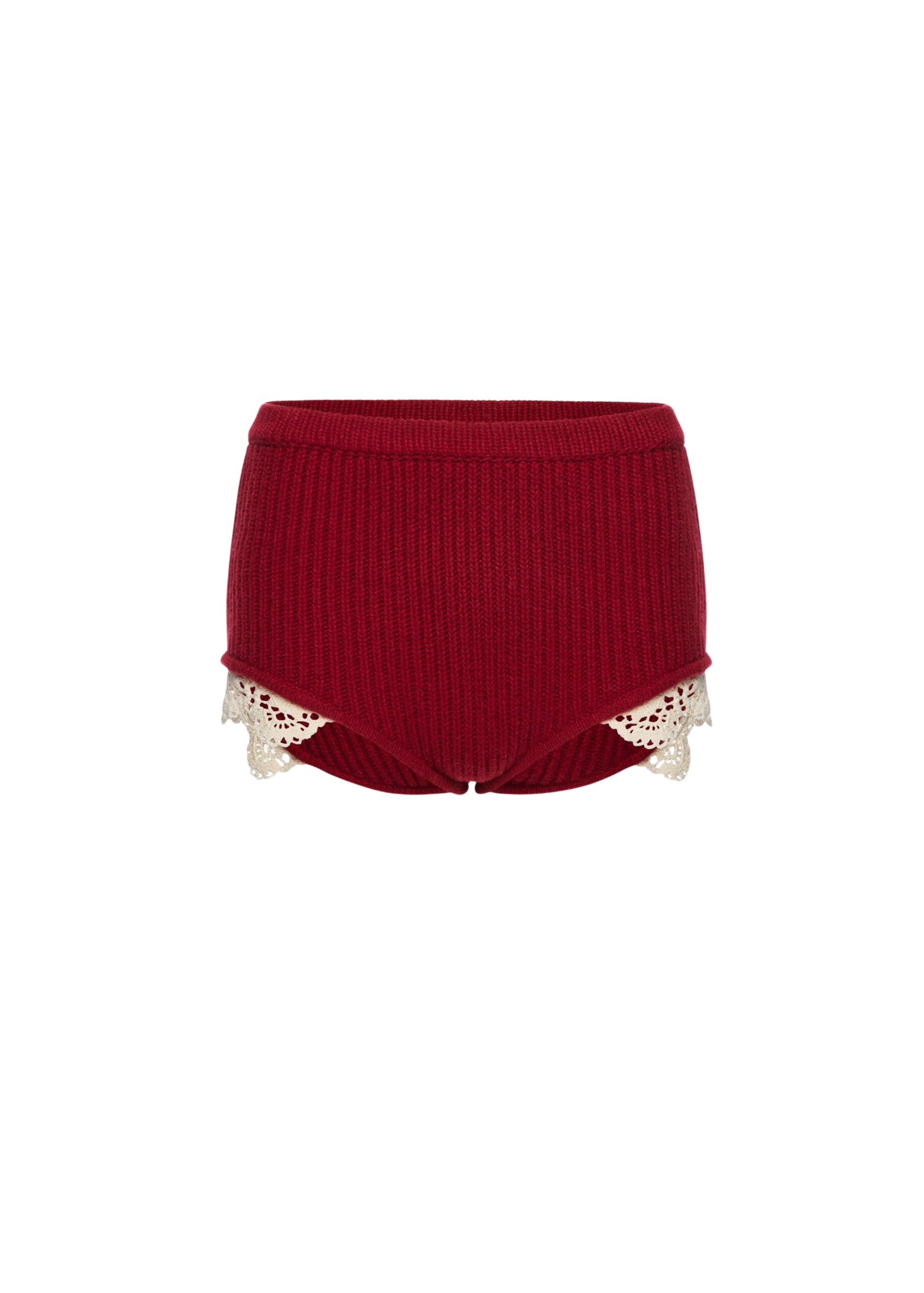 Magda Butrym Cashmere crochet-trim shorts in red