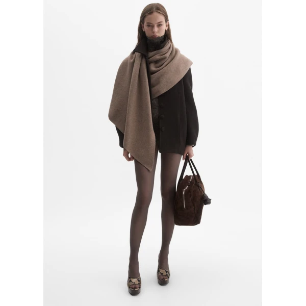 Magda Butrym Cashmere jacket with collar in brown, view 3