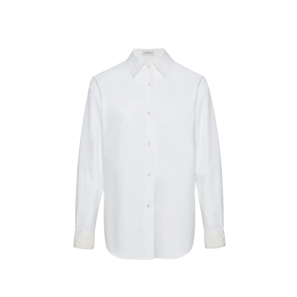 Magda Butrym Classic shirt with crochet detailing in white