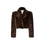 Magda Butrym Cropped fur-effect jacket in brown with embroidered lining