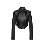 Magda Butrym Curved hem leather jacket in black