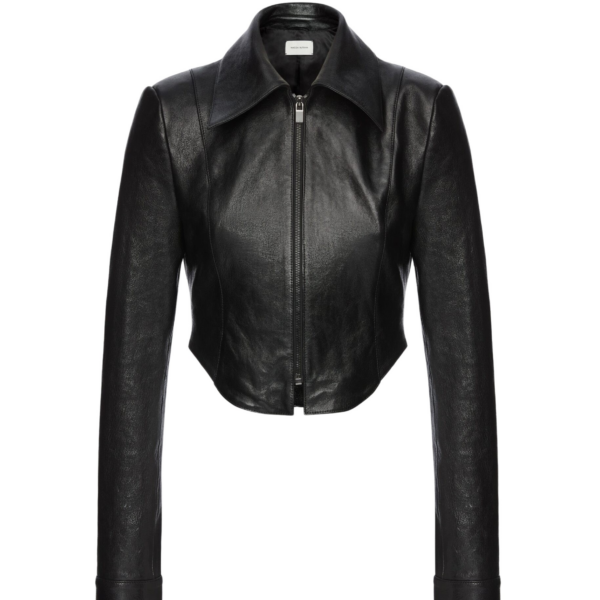 Magda Butrym Curved hem leather jacket in black