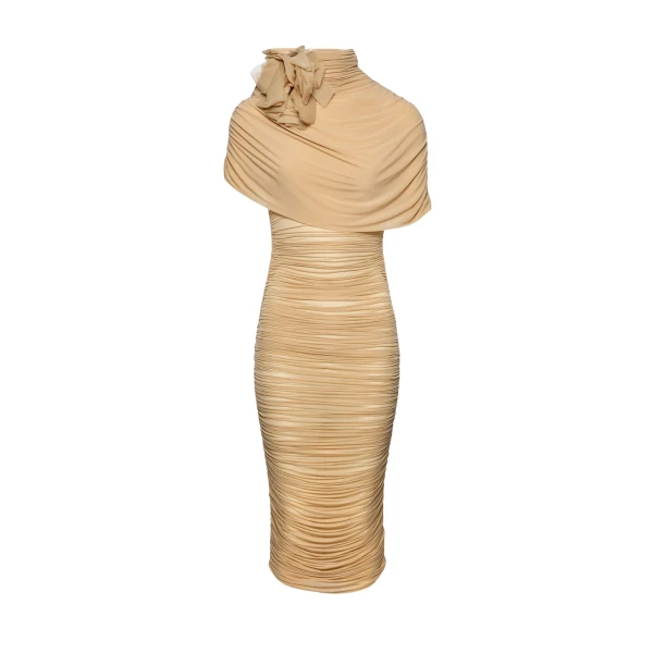 Magda Butrym Draped cape-effect midi dress in beige