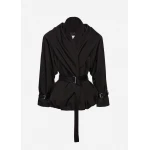 Magda Butrym Draped collar cotton and silk jacket in black