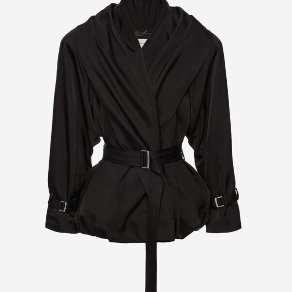 Magda Butrym Draped collar cotton and silk jacket in black