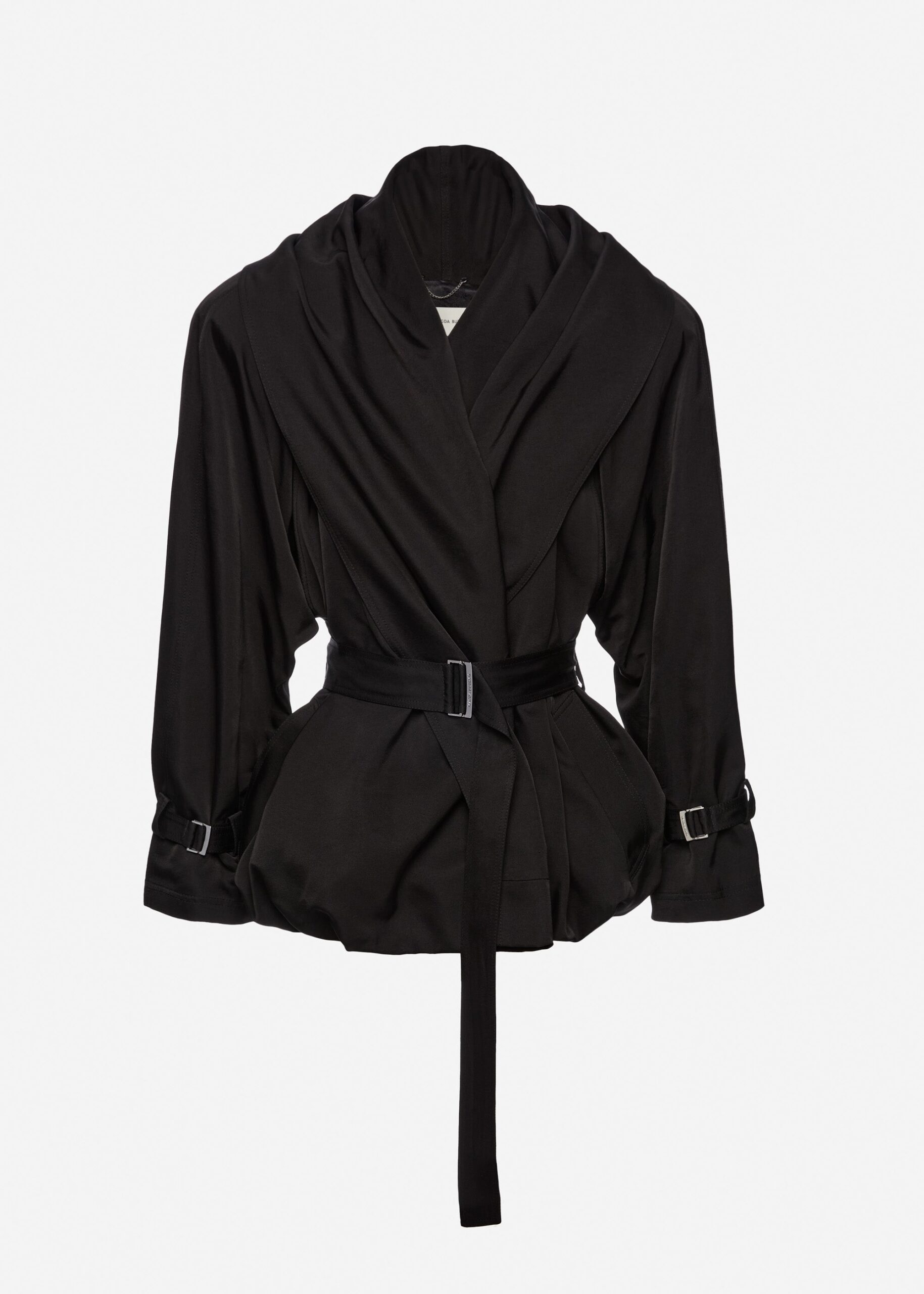 Magda Butrym Draped collar cotton and silk jacket in black at Coveti Magda Butrym Draped collar cotton and silk jacket in black