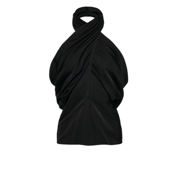 Magda Butrym Draped halterneck cotton and silk blouse in black