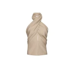 Magda Butrym Draped halterneck linen blouse in beige