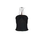 Magda Butrym Draped halterneck top with beads in black