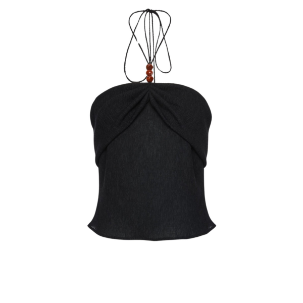 Magda Butrym Draped halterneck top with beads in black