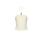 Magda Butrym Draped halterneck top with beads in cream