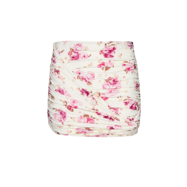 Magda Butrym Draped mini swim skirt in cream floral print
