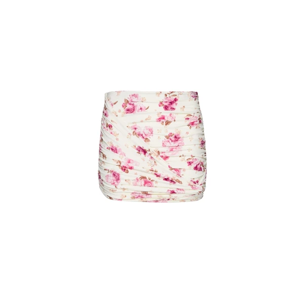 Magda Butrym Draped mini swim skirt in cream floral print