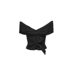 Magda Butrym Draped off shoulder blouse in black