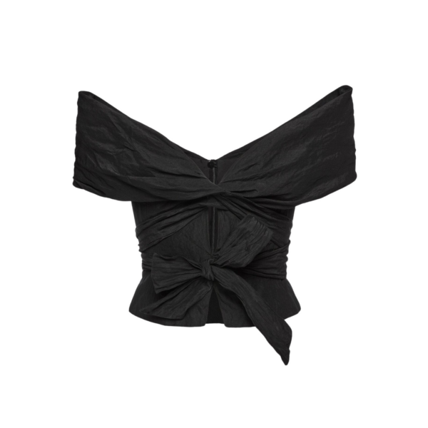 Magda Butrym Draped off shoulder blouse in black