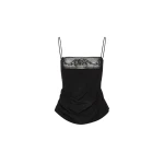 Magda Butrym Draped silk lace-trim top in black