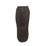 Magda Butrym Draped silk midi skirt in brown