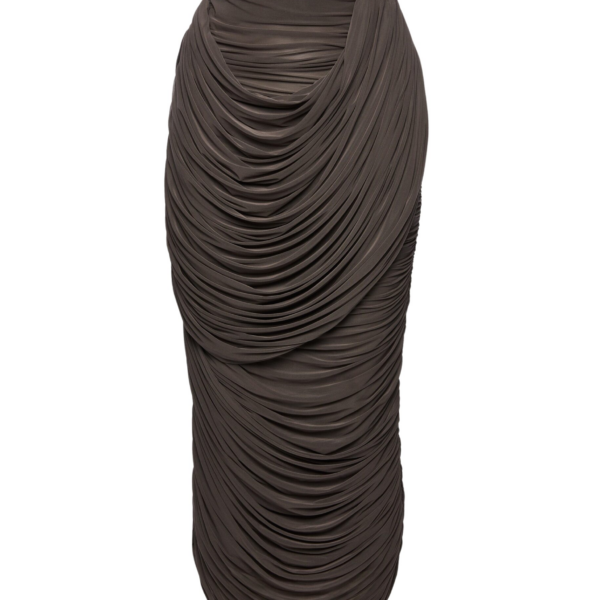 Magda Butrym Draped silk midi skirt in brown