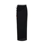 Magda Butrym Draped wrap maxi skirt with beads in black
