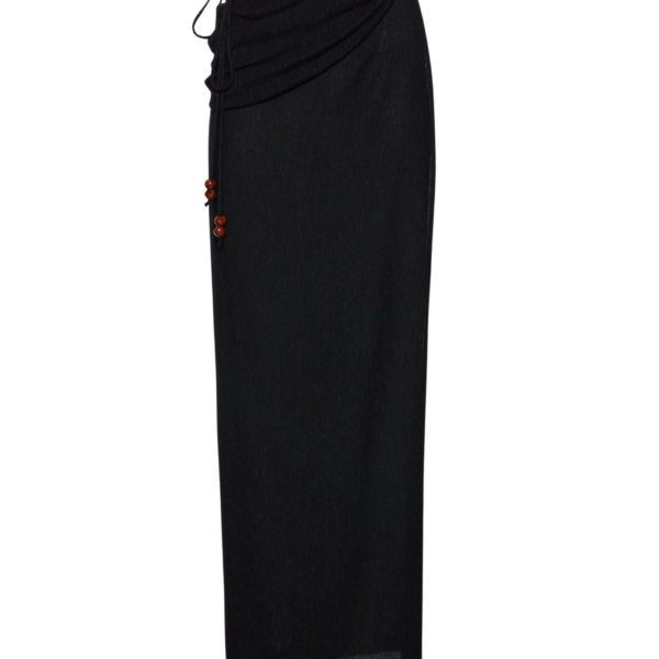 Magda Butrym Draped wrap maxi skirt with beads in black